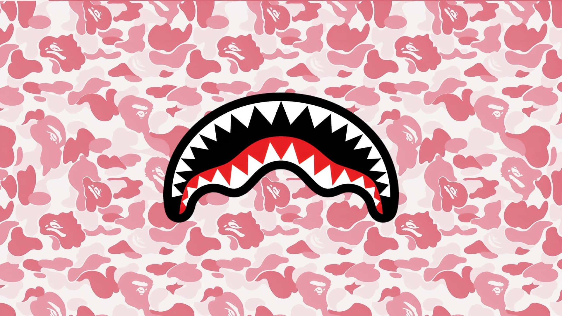 Sprayground, pink camo shark backpack, black shark mouth, Full HD Desktop Wallpaper