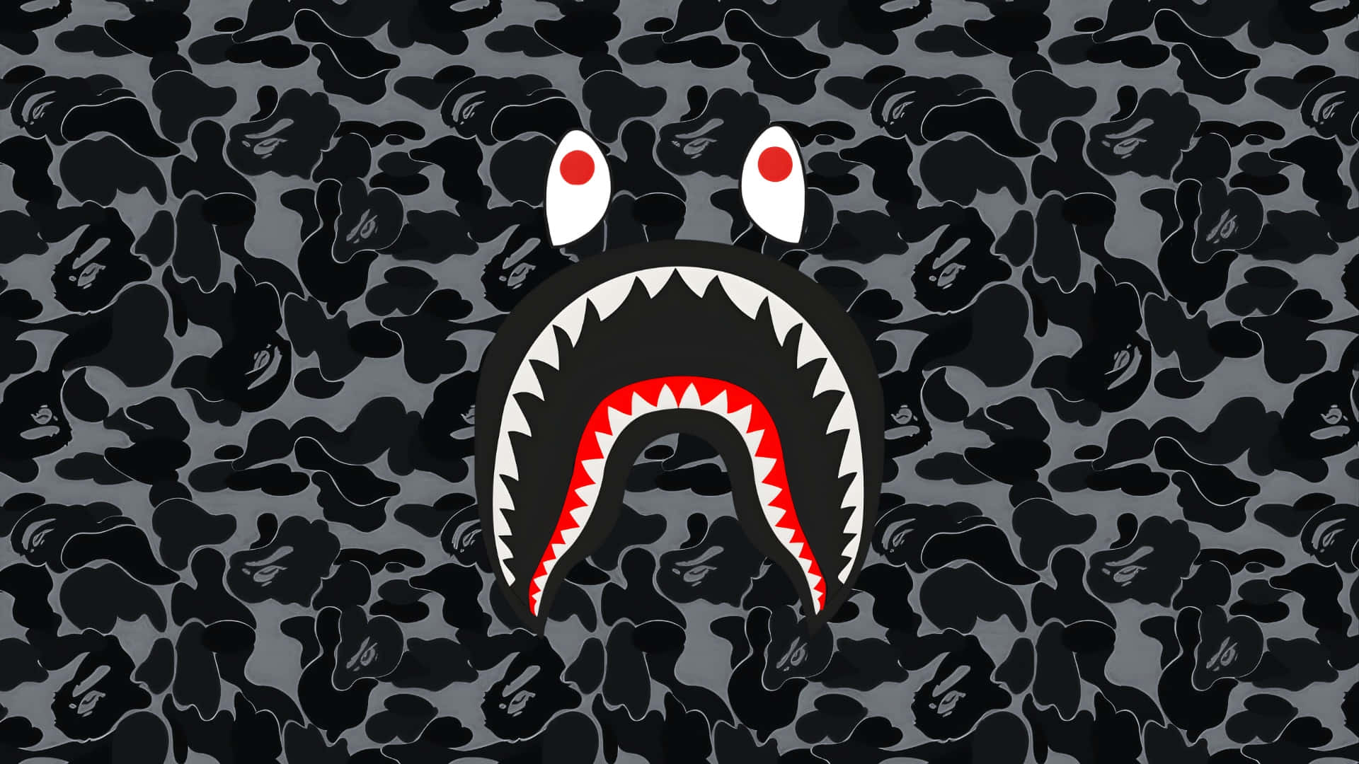 Sprayground, shark camo design, red eyes, Full HD Desktop Wallpaper