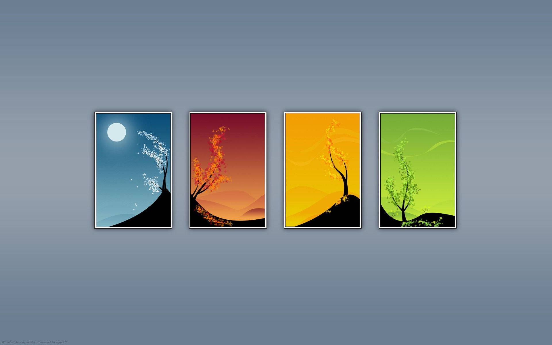 Seasons Art, blue, red, Full HD Desktop Wallpaper
