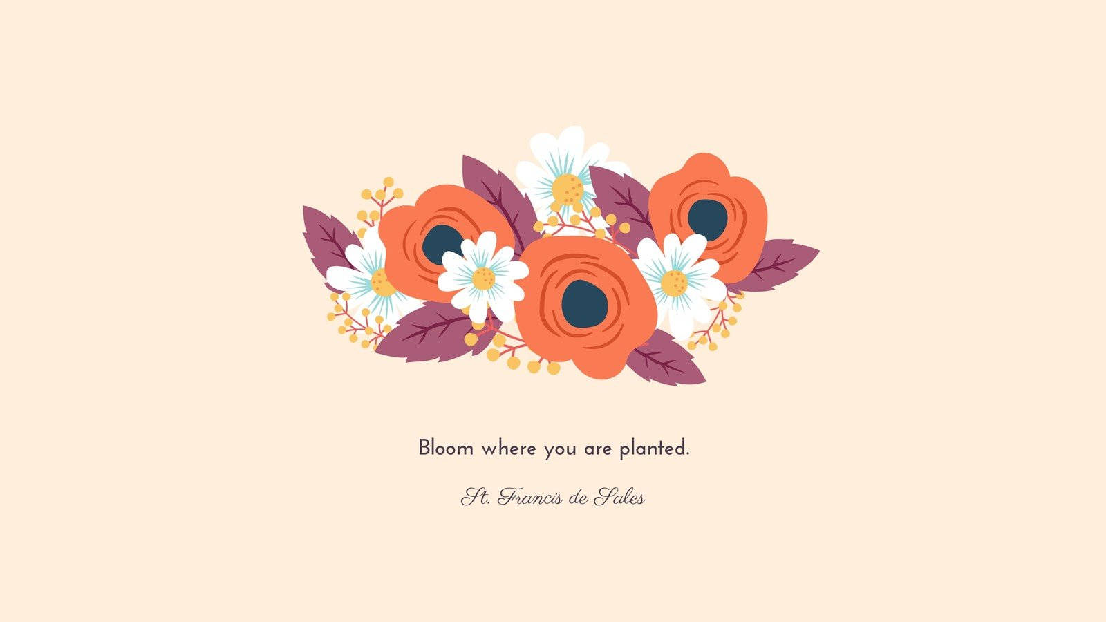 peach floral spring aesthetic, orange poppies, white daisies, HD Desktop Wallpaper