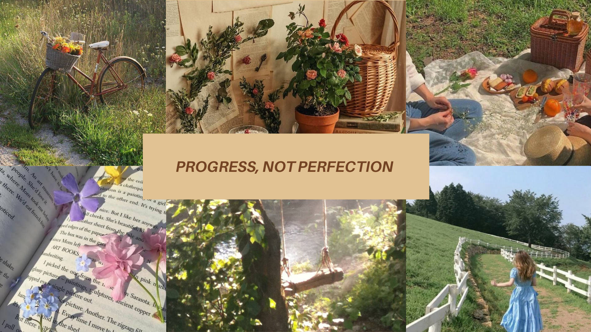 Progress Spring Aesthetic, serene outdoor moments, bike in grass, Full HD Desktop Wallpaper
