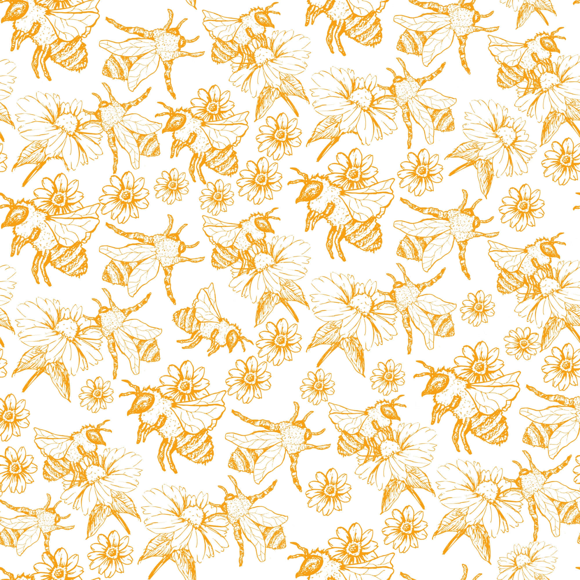 vintage bee, golden bees, daisies, Full HD Desktop Wallpaper