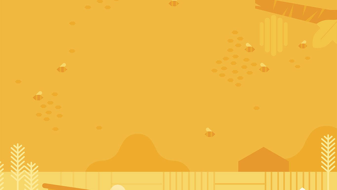 cute yellow backdrop, golden-yellow illustration, stylized bees, HD Desktop Wallpaper