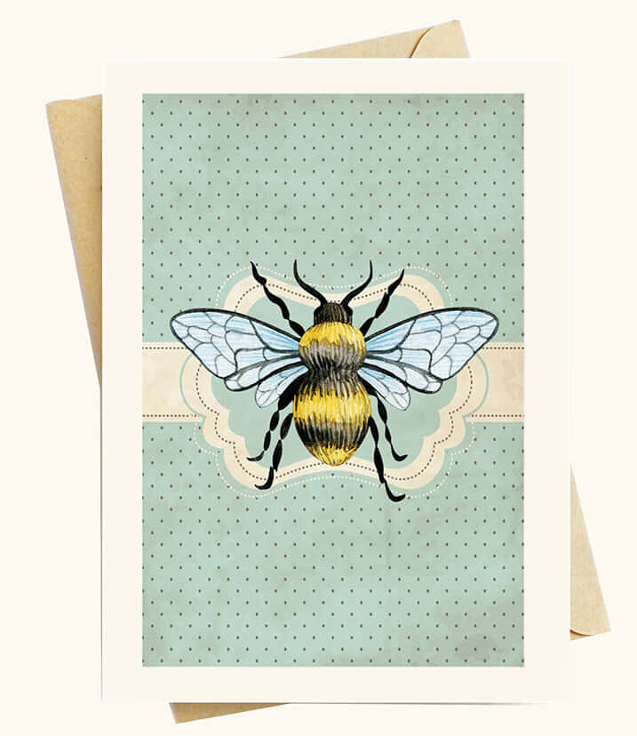 vintage bee, translucent wings, mint green dotted background, SD Phone Wallpaper