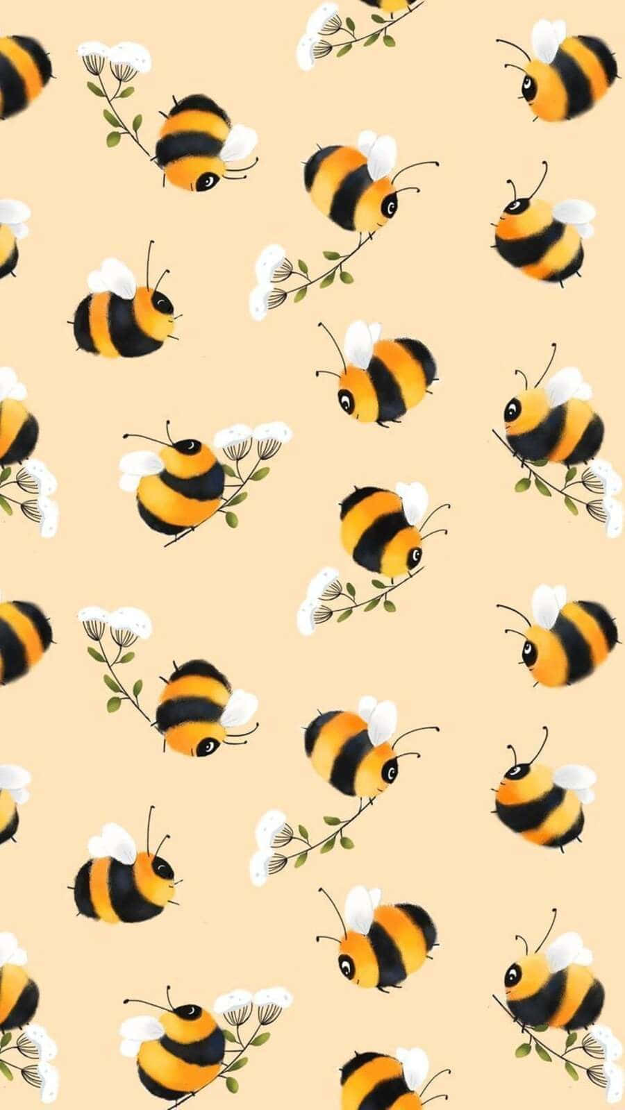 aesthetic bee 900 x 1599, black and yellow stripes, delicate white flowers, HD Phone Wallpaper