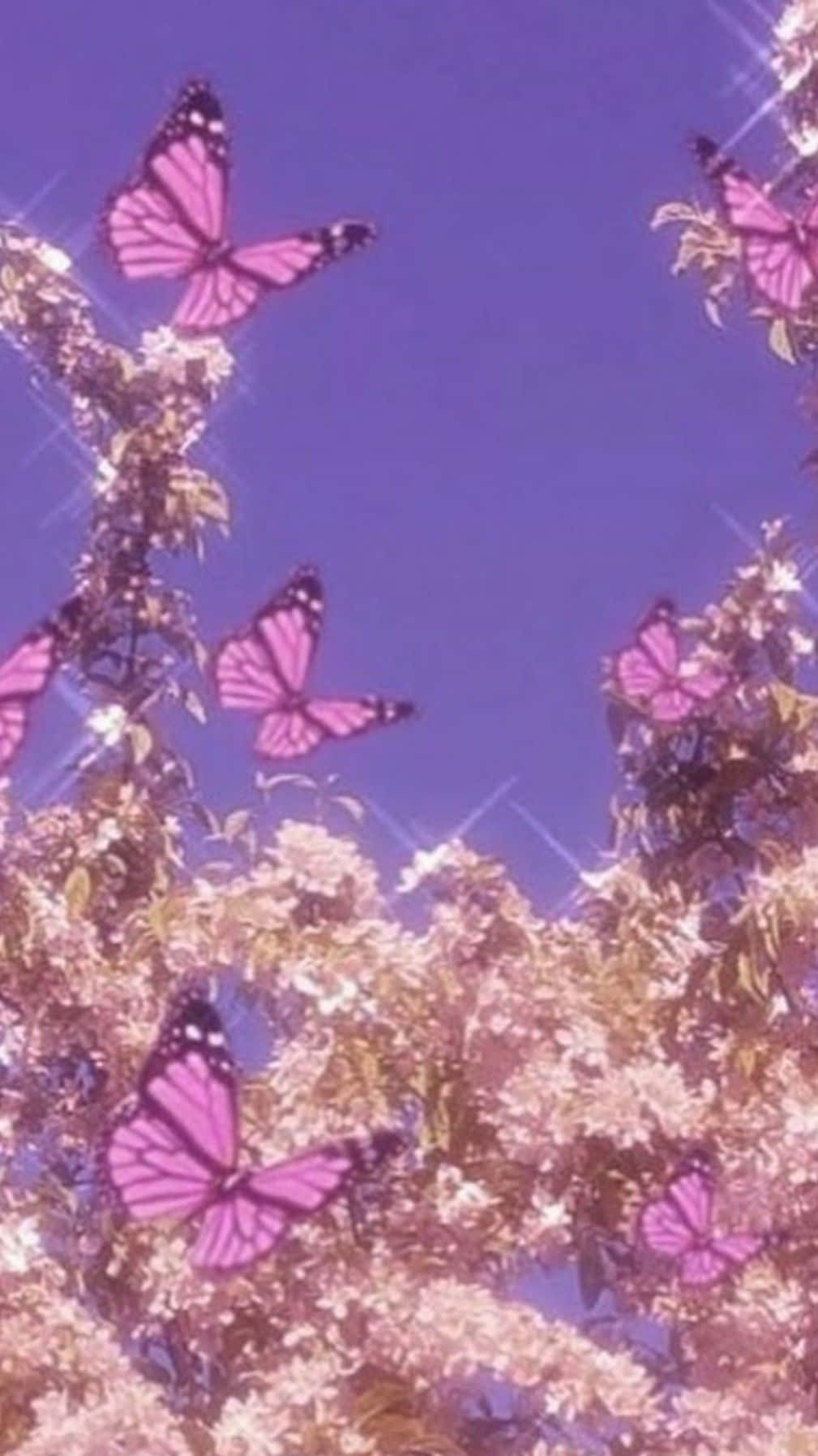 pink butterflies, spring blossoms, cherry blossoms, HD Phone Wallpaper