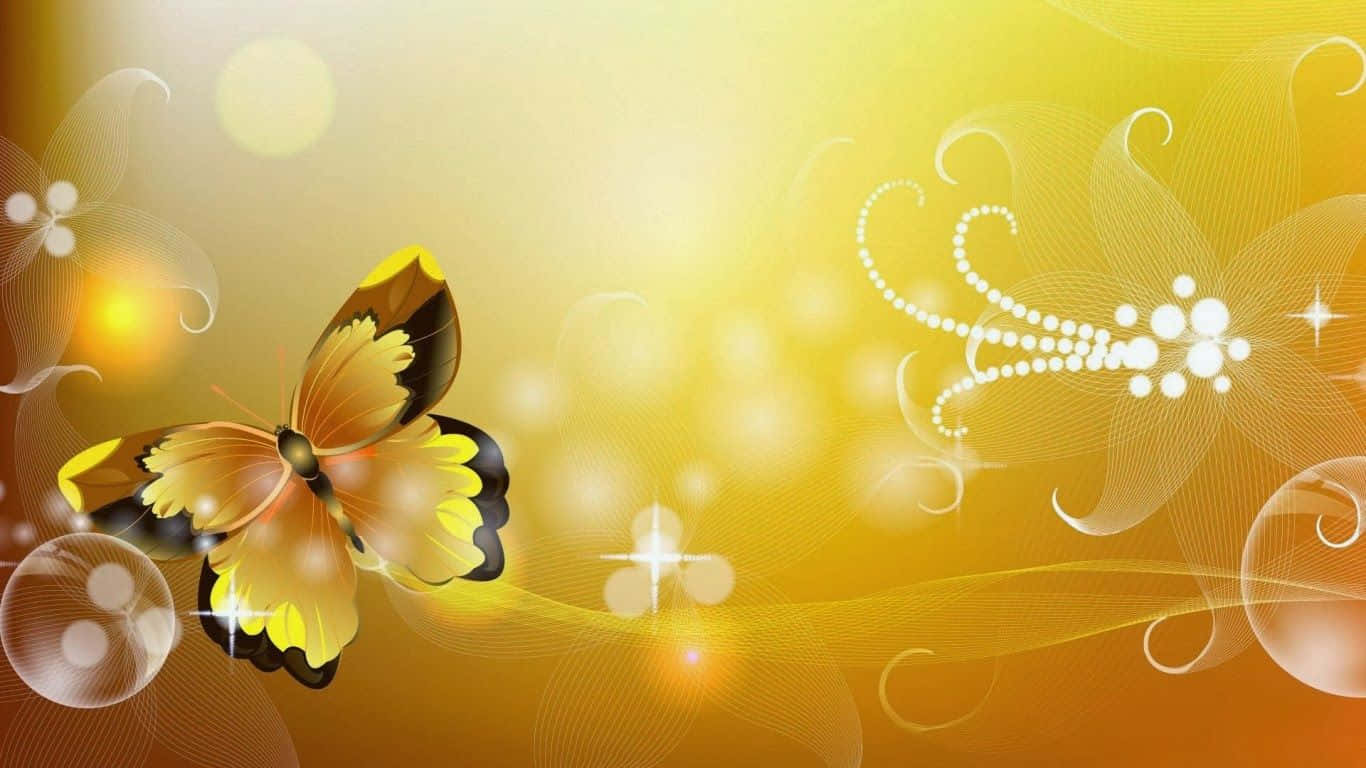 cute yellow butterflies, golden butterfly, black edges, HD Desktop Wallpaper