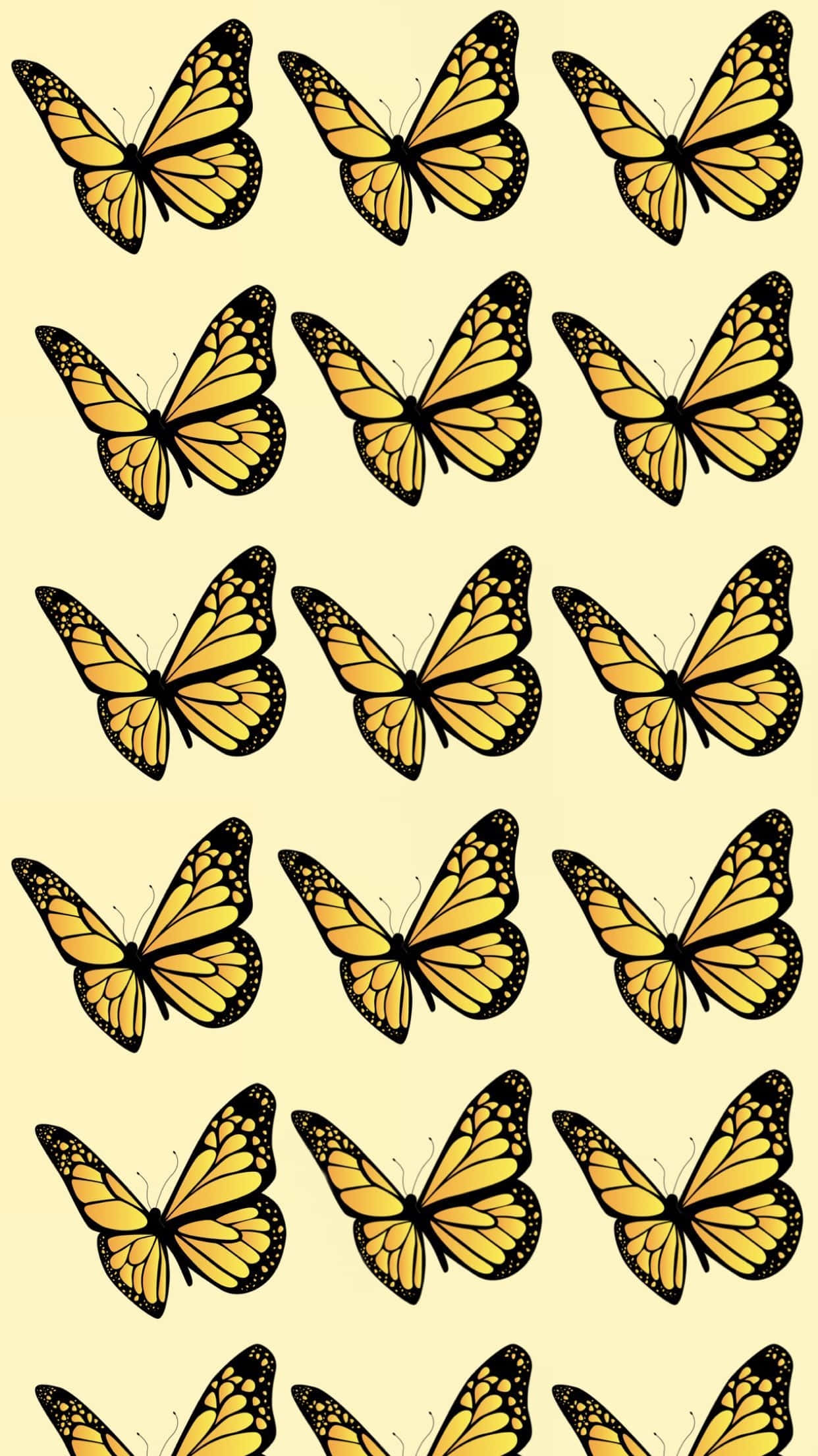 monarch butterflies, orange and black wings, pale yellow background, Full HD Phone Wallpaper