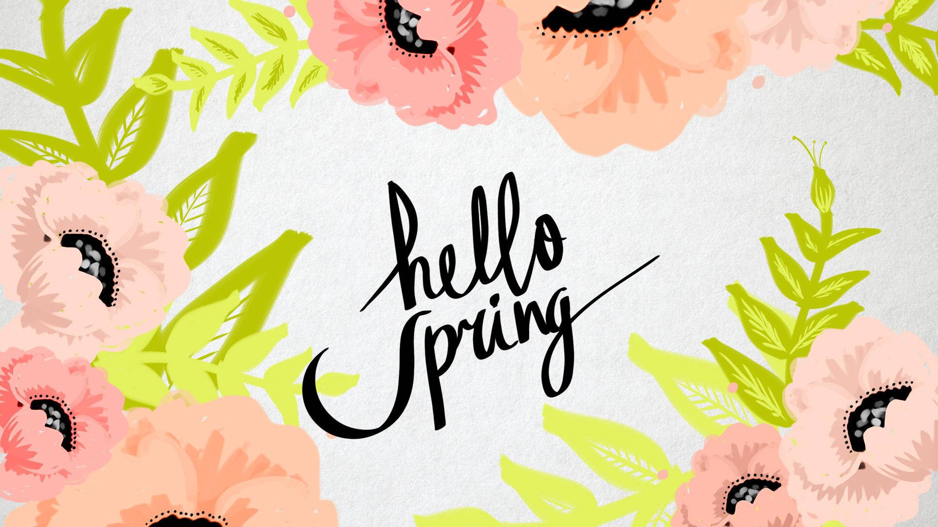 Spring Computer, pink, green, Full HD Desktop Wallpaper