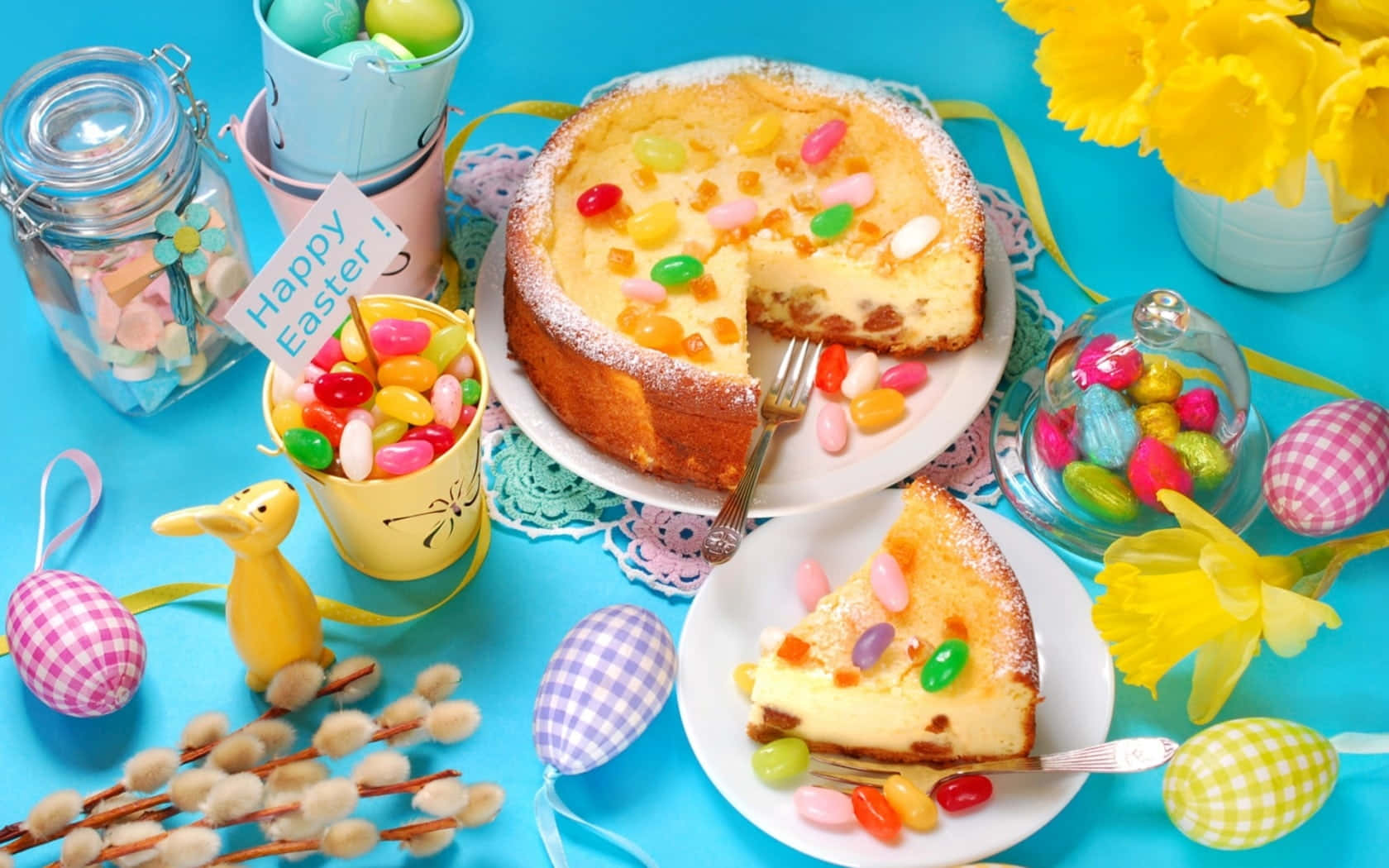 Spring Desserts, Easter cake, colorful candies, HD Desktop Wallpaper