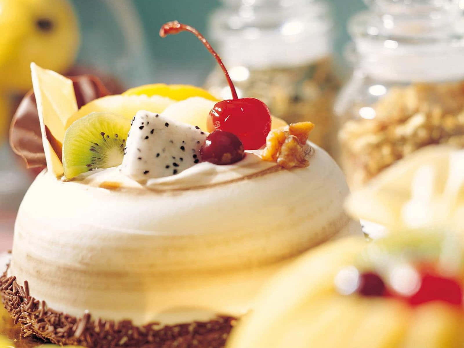 miniature desserts, kiwi, dragon fruit, HD Desktop Wallpaper