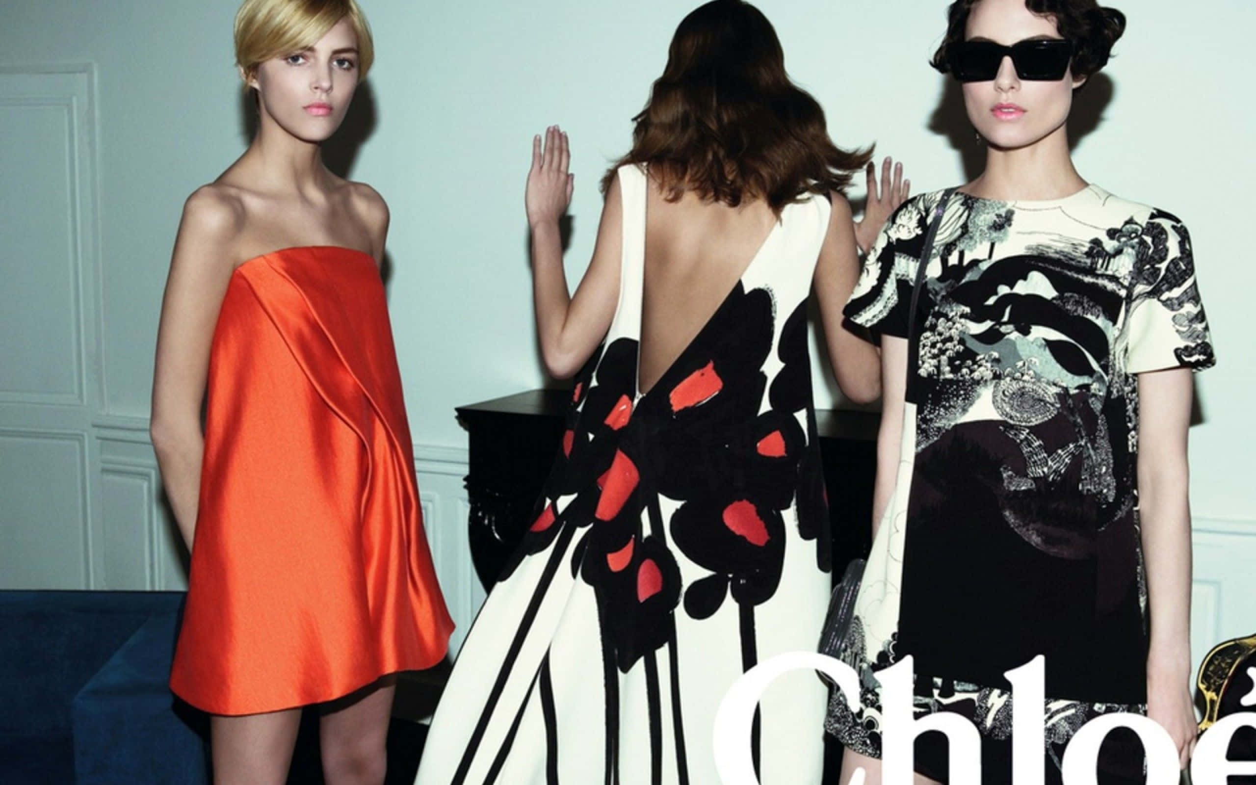 Spring Fashion, bold fashion dresses, minimalist white wall, 2K Desktop Wallpaper