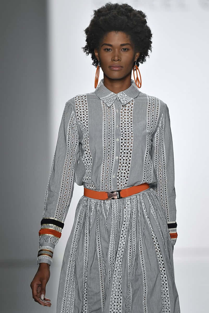 spring fashion, gray dress, orange belt, SD Phone Wallpaper