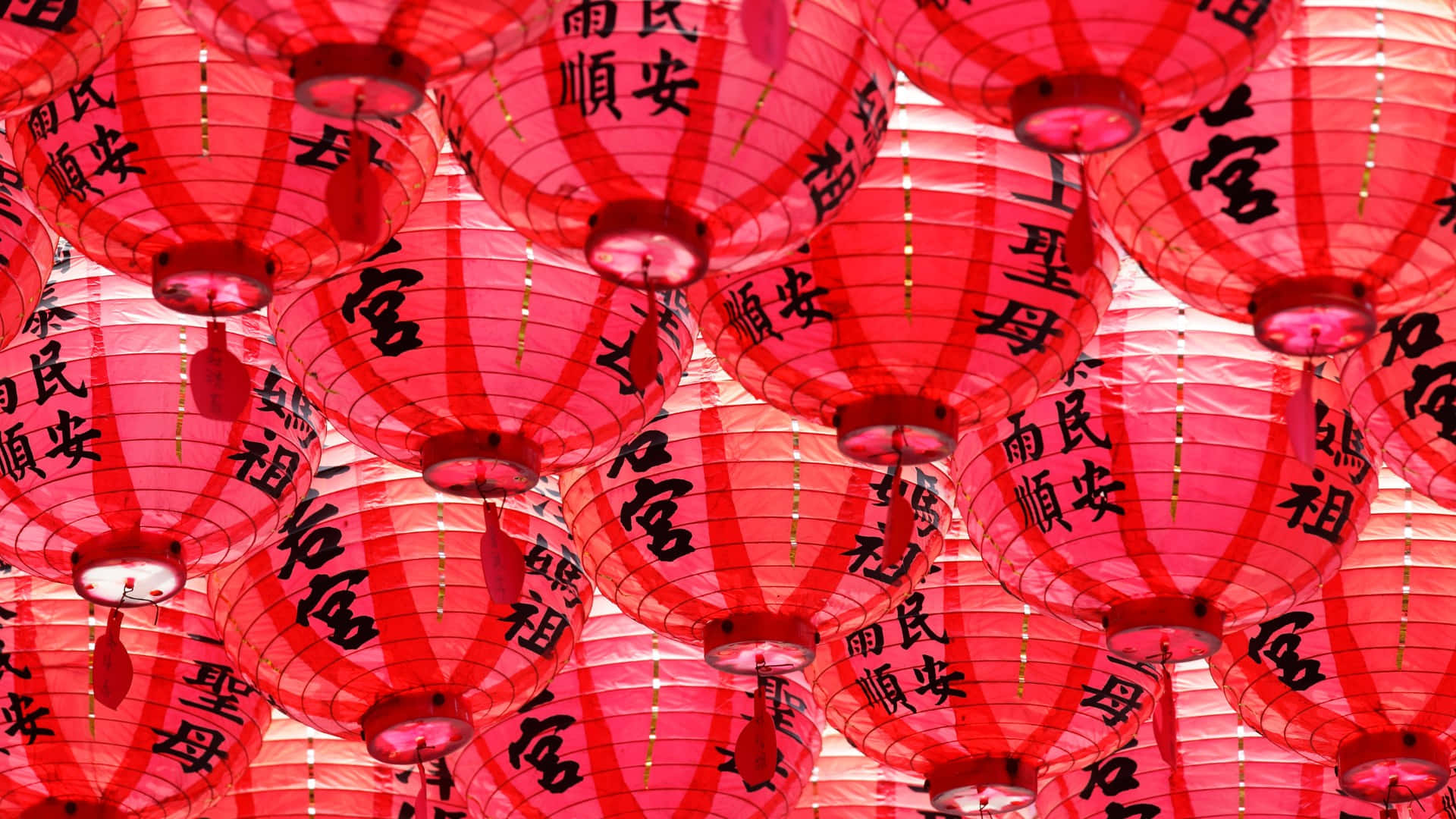 red lanterns, Spring Festival, glowing red paper lanterns, Full HD Desktop Wallpaper