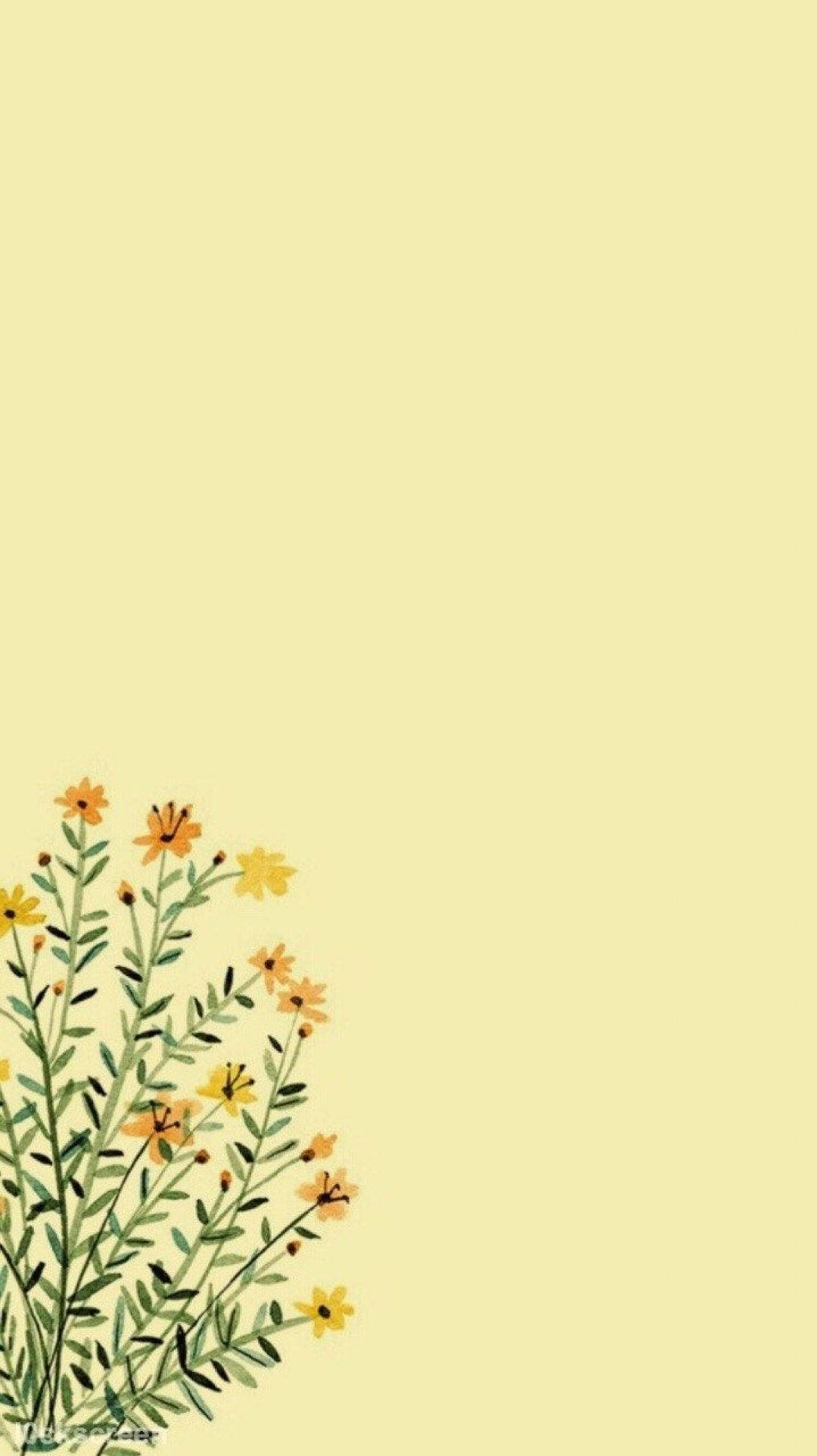 minimalist, spring aesthetic, yellow wildflowers, Full HD Phone Wallpaper