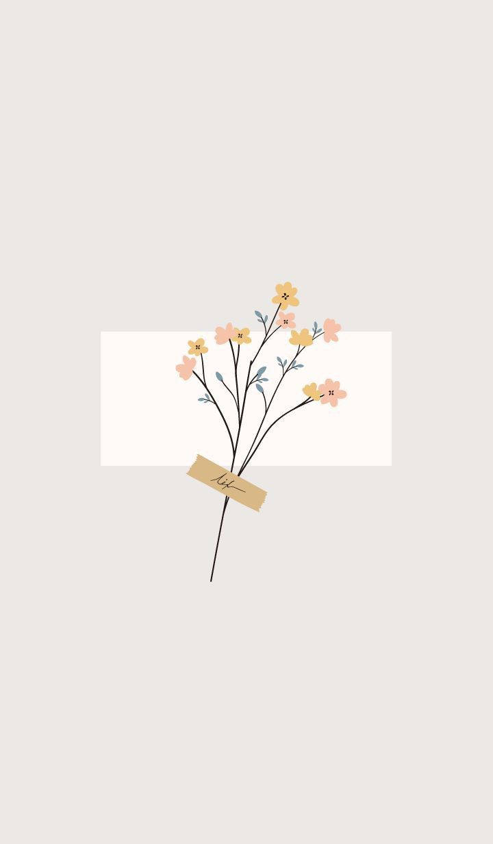 pastel flower, peach and yellow blooms, beige ribbon, SD Phone Wallpaper