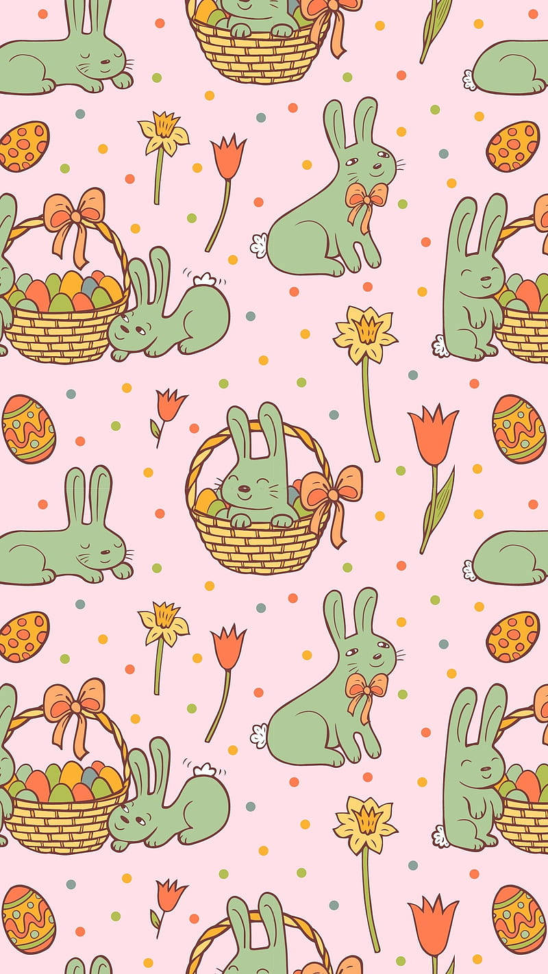 Spring iPhone, green, Easter bunnies, HD Phone Wallpaper