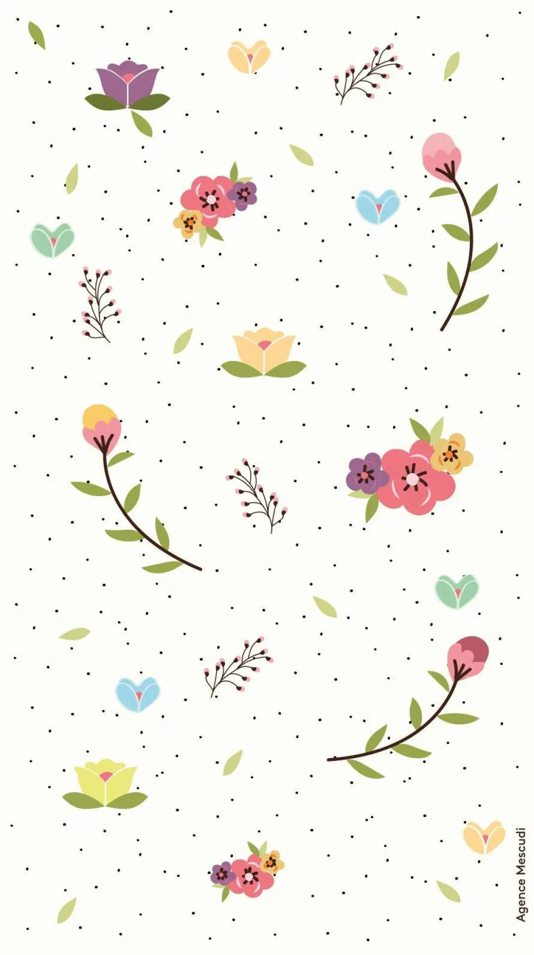 Spring iPhone, pastel flowers, hearts, Full HD Phone Wallpaper