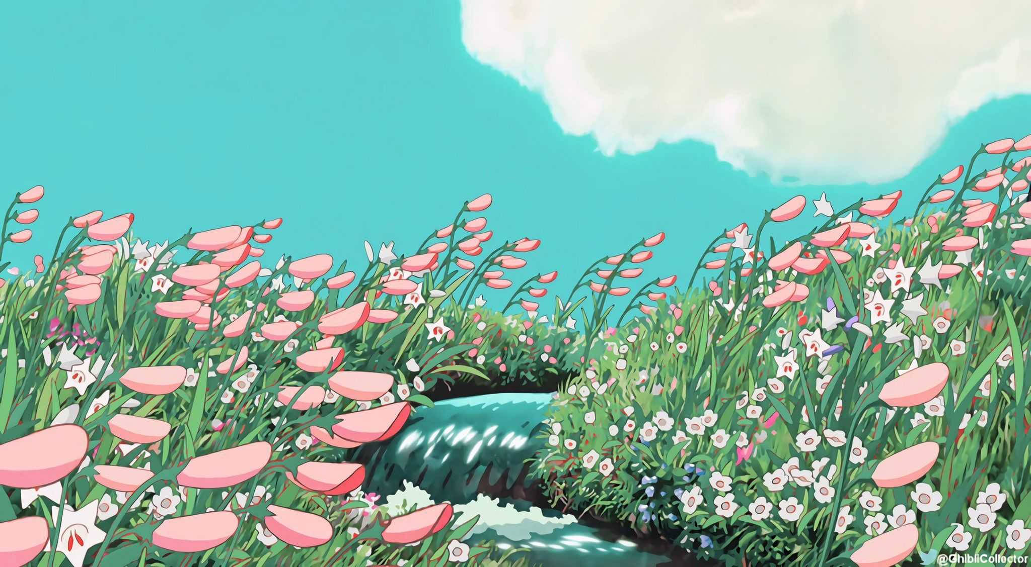 Spring iPhone, anime flowers, pink and white flowers, Full HD Desktop Wallpaper