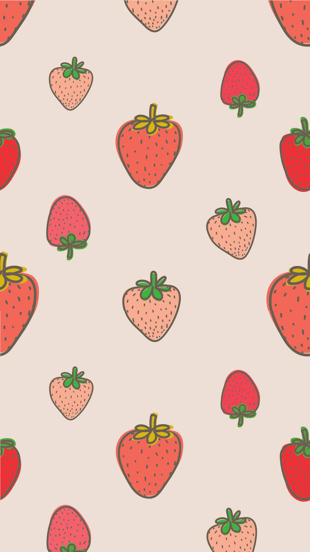 Spring iPhone, cute strawberries, hand-drawn strawberries, Full HD Phone Wallpaper