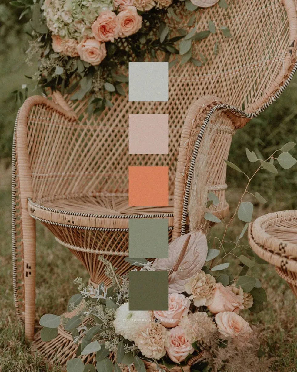 wicker chair, soft pink roses, greenery, SD Phone Wallpaper