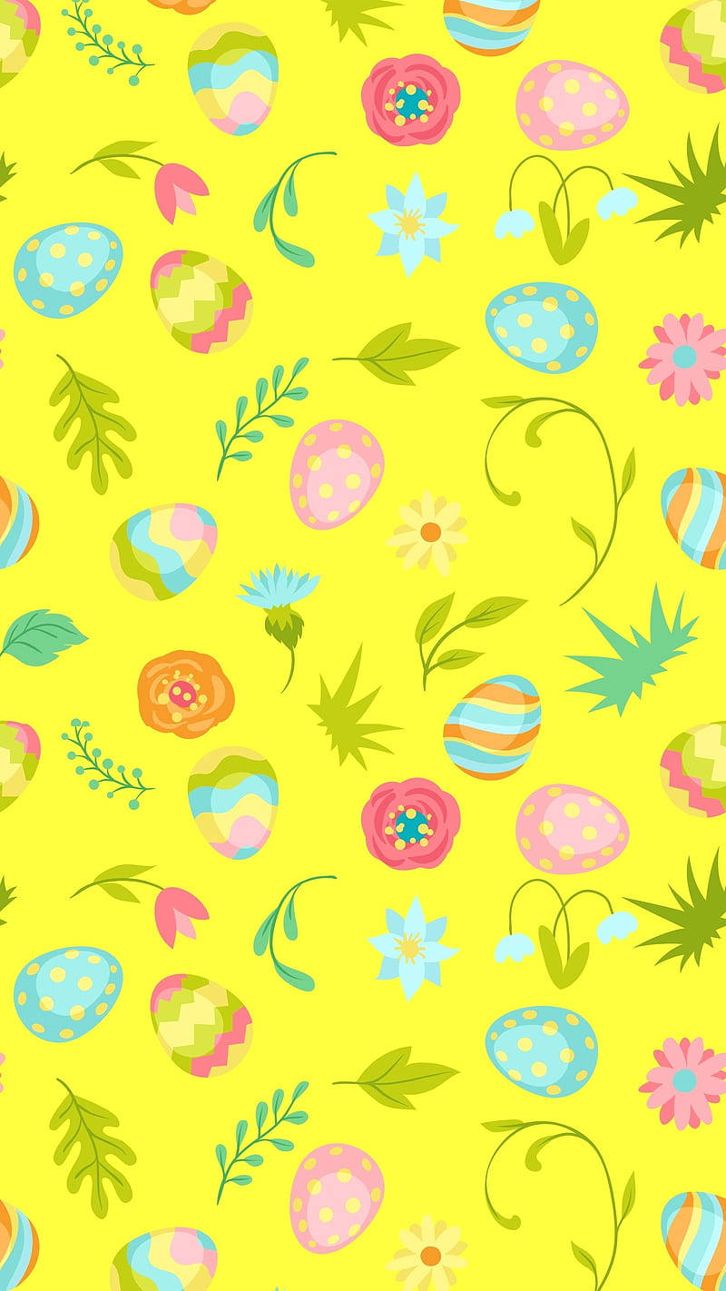 Spring iPhone, Easter eggs, vibrant yellow, HD Phone Wallpaper