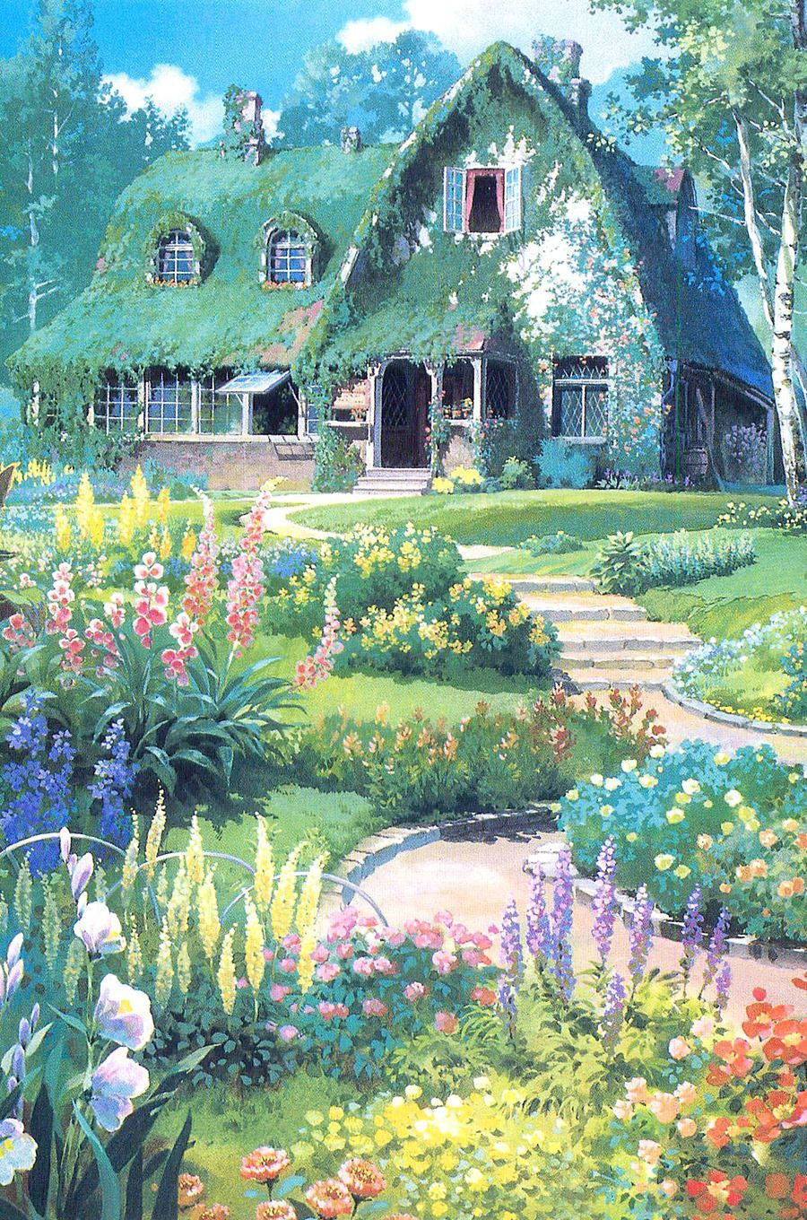 Spring iPhone, garden house, mossy roof, HD Phone Wallpaper