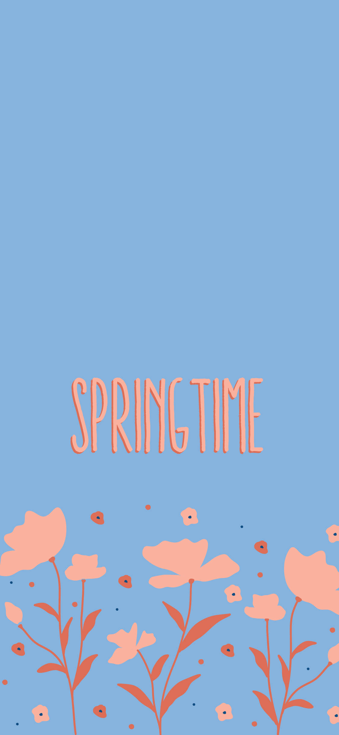 Spring iPhone, light blue, pastel pink flowers, Full HD Phone Wallpaper