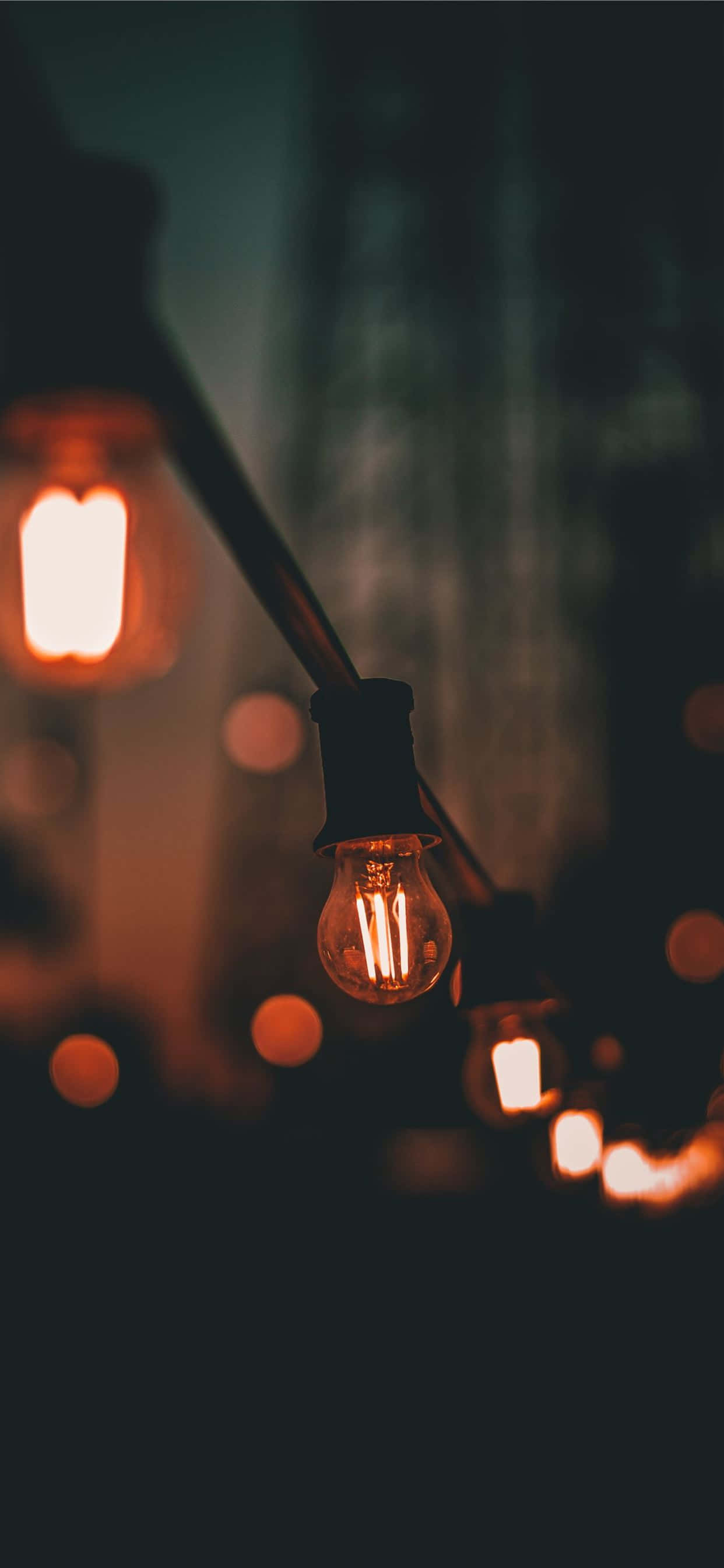 Spring Lights, vintage filament bulbs, glowing, 2K Phone Wallpaper