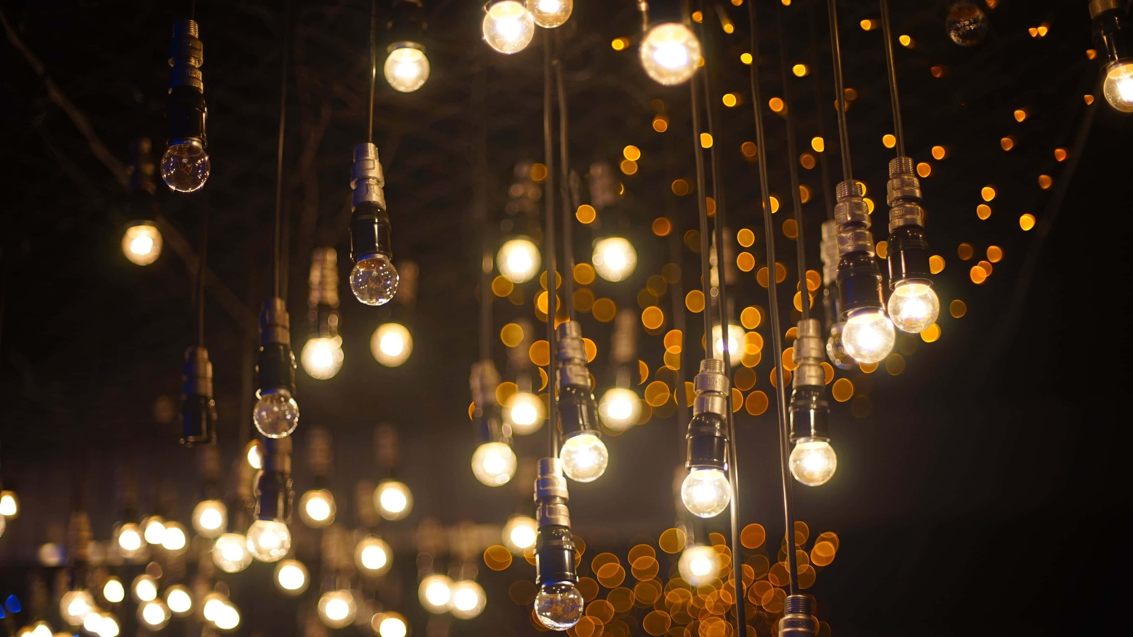 Spring Lights, vintage light bulbs, dark backdrop, 4K Desktop Wallpaper