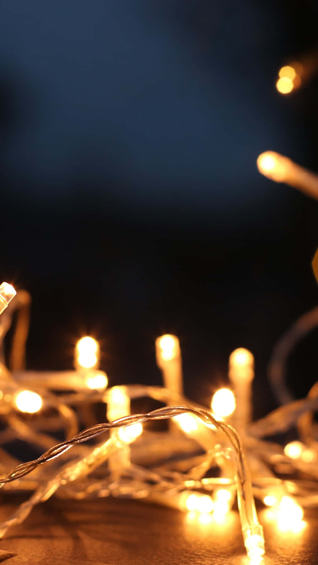 Spring Lights, fairy lights, deep blue night sky, Full HD Phone Wallpaper