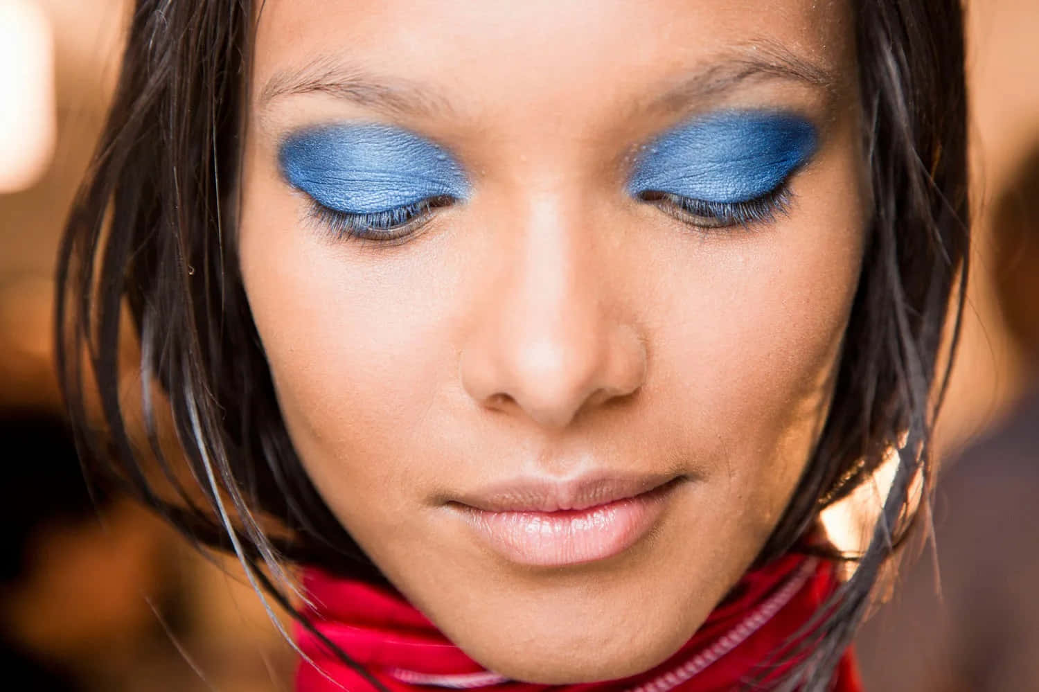 Spring Makeup, vivid blue eyeshadow, dark hair, HD Desktop Wallpaper