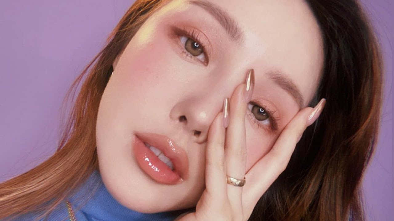Vibrant Spring Makeup Look, soft makeup, long nails, HD Desktop Wallpaper