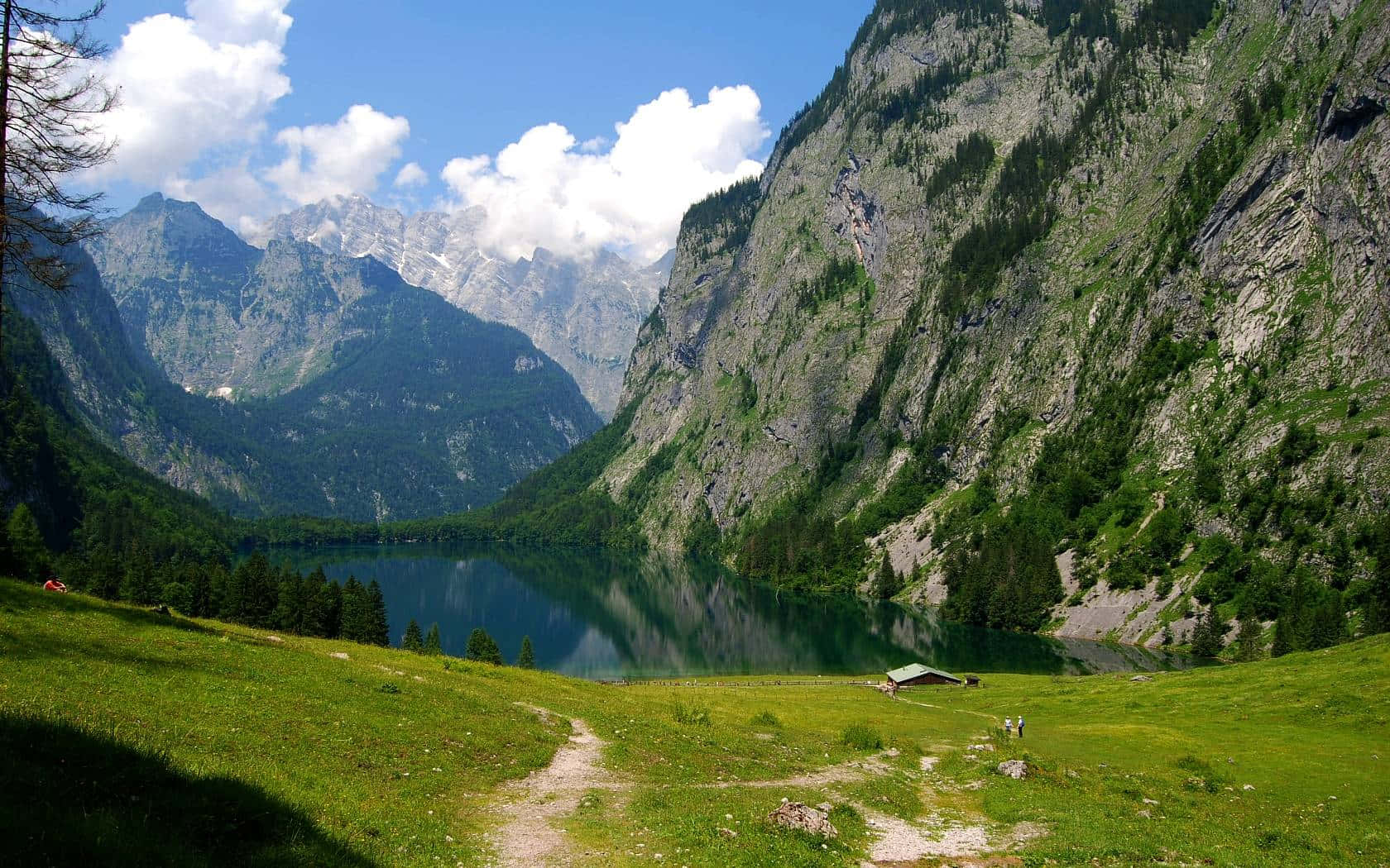 Spring Mountain, alpine lake, snow-capped mountains, HD Desktop Wallpaper