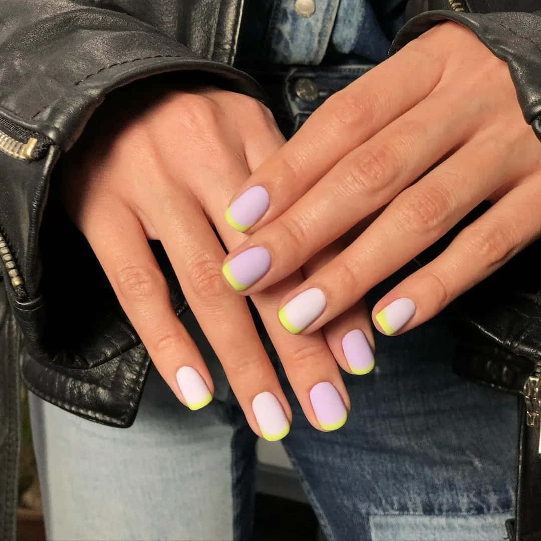 pastel lavender, white nails, neon yellow tips, SD Desktop Wallpaper