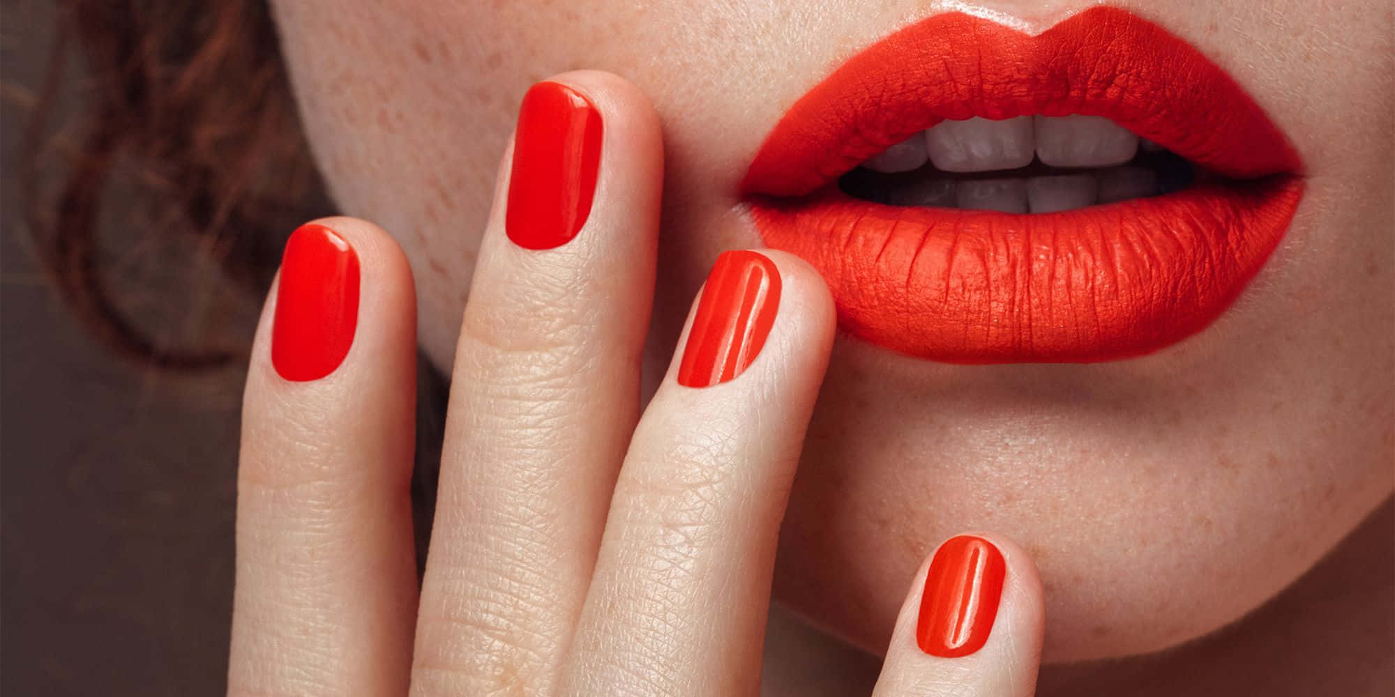 Spring Nails, red lips, red nails, Full HD Desktop Wallpaper