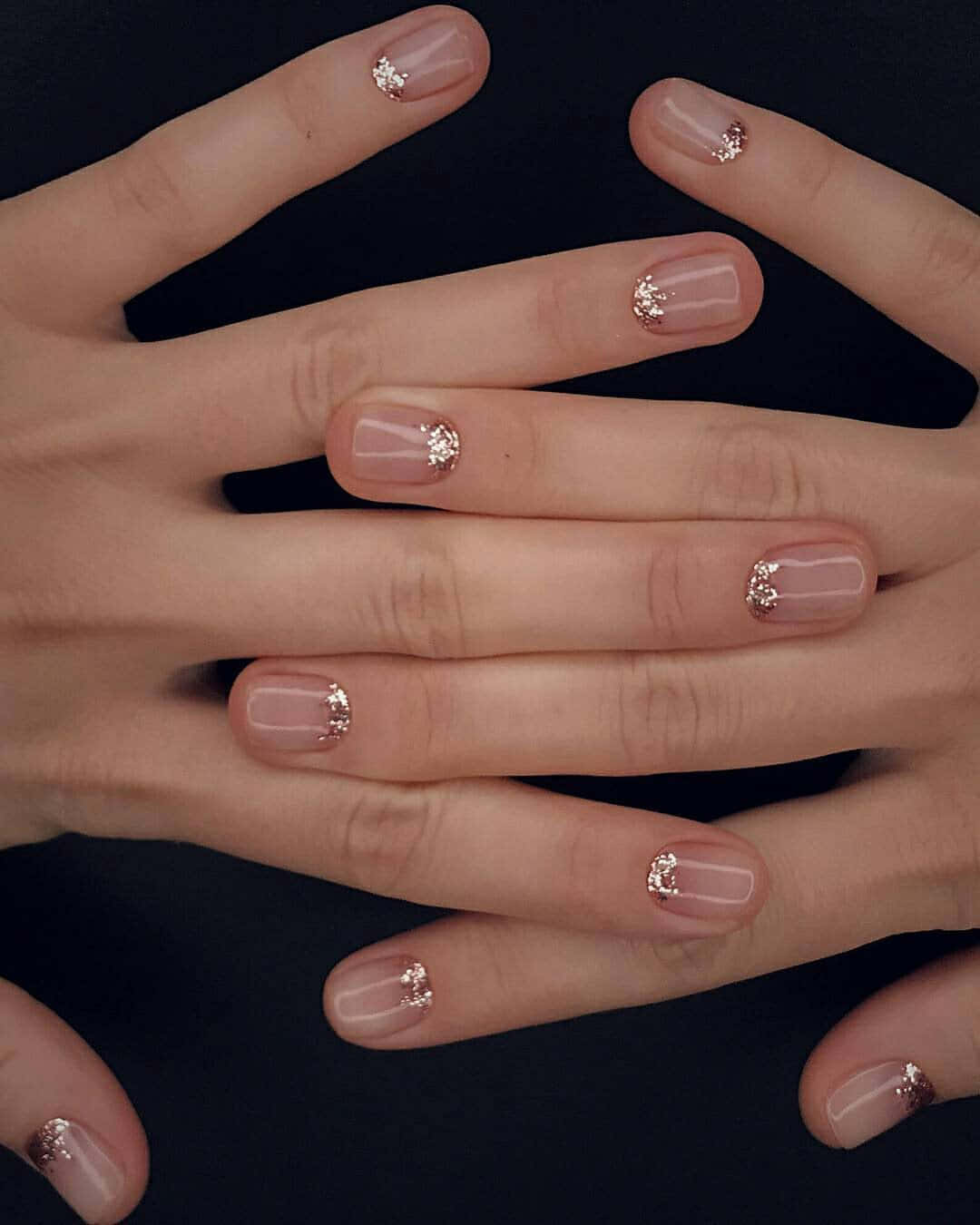 pastel spring nails, nude nails, tiny glittering rhinestones, HD Phone Wallpaper