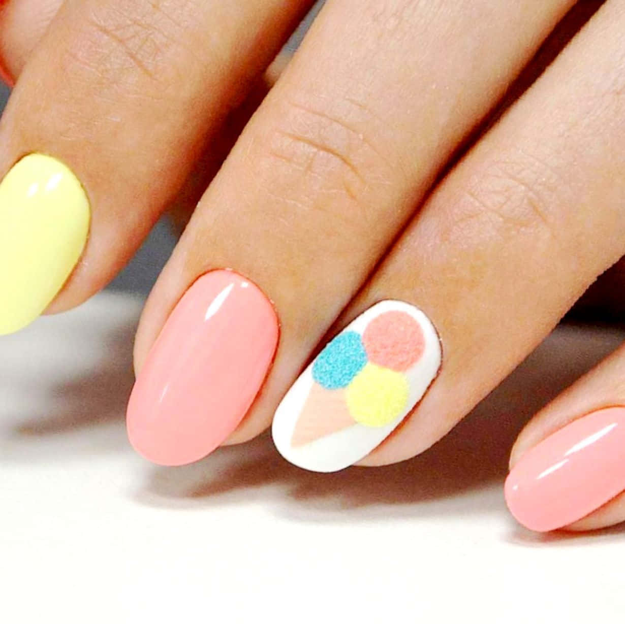 pastel pink, yellow, colorful ice cream cone design, SD Desktop Wallpaper