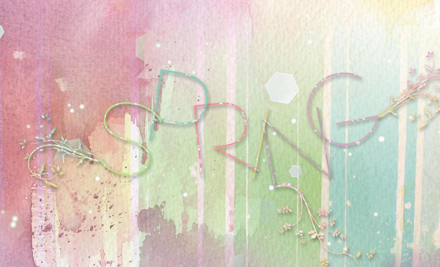 Spring Pastel, pastel stripes, floral sprigs, HD Desktop Wallpaper