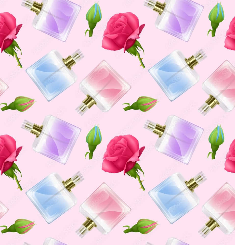 Spring Perfume, bottle, blooming flowers, SD Phone Wallpaper