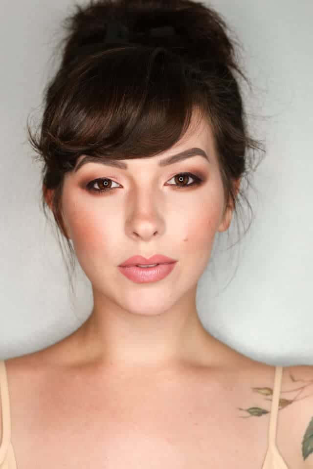 spring makeup, dark hair, messy bun, SD Phone Wallpaper