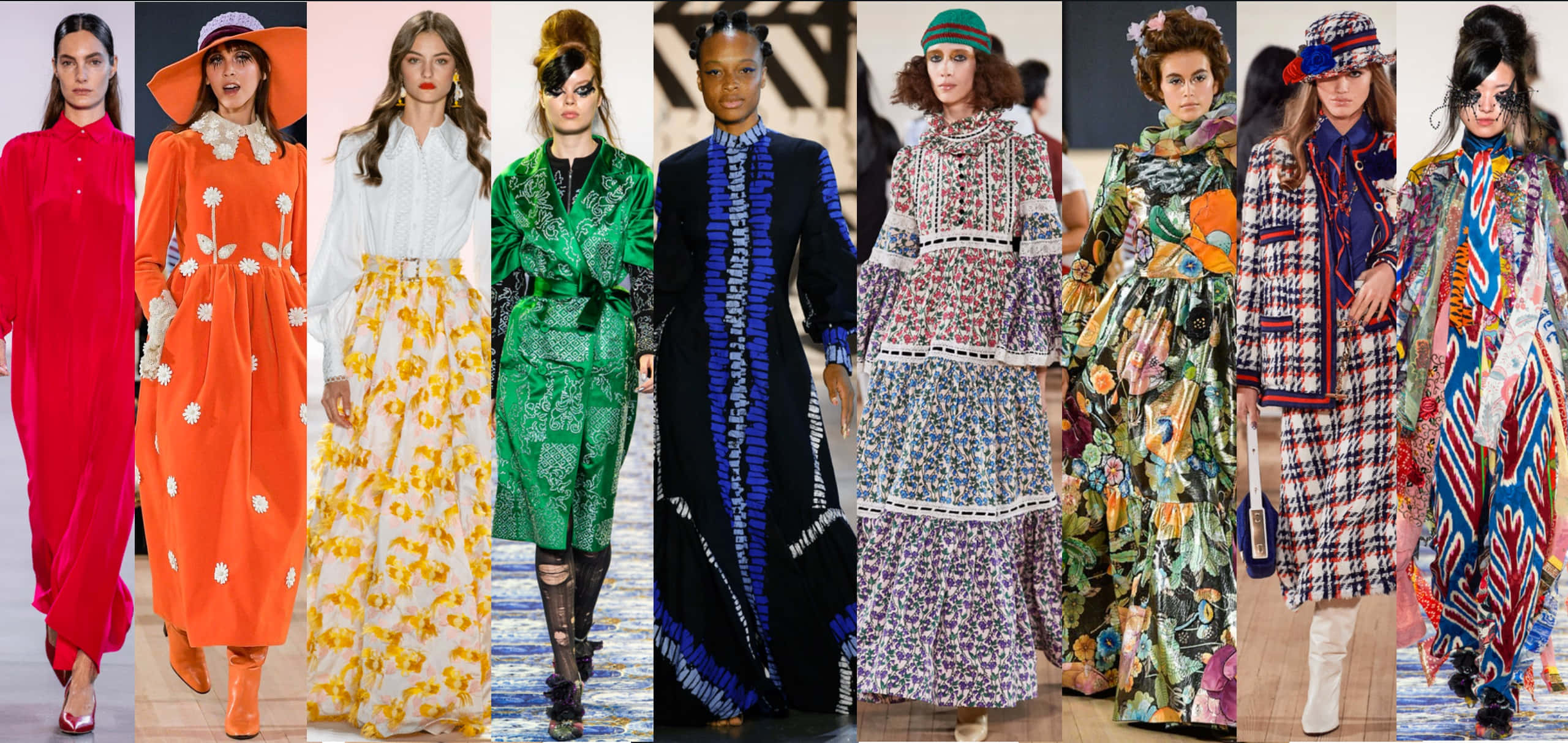 Spring Fashion, floral prints, haute couture dresses, 2K Desktop Wallpaper