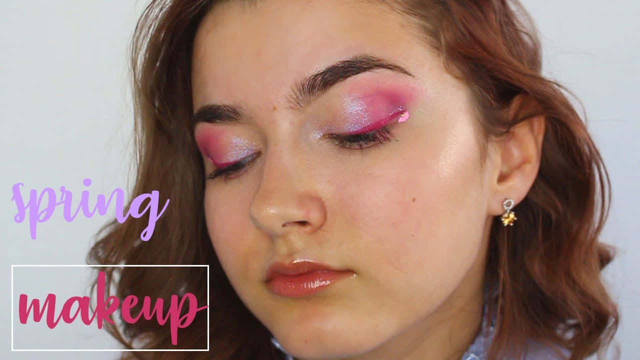 Spring makeup, vibrant pink, purple glitter eyeshadow, HD Desktop Wallpaper