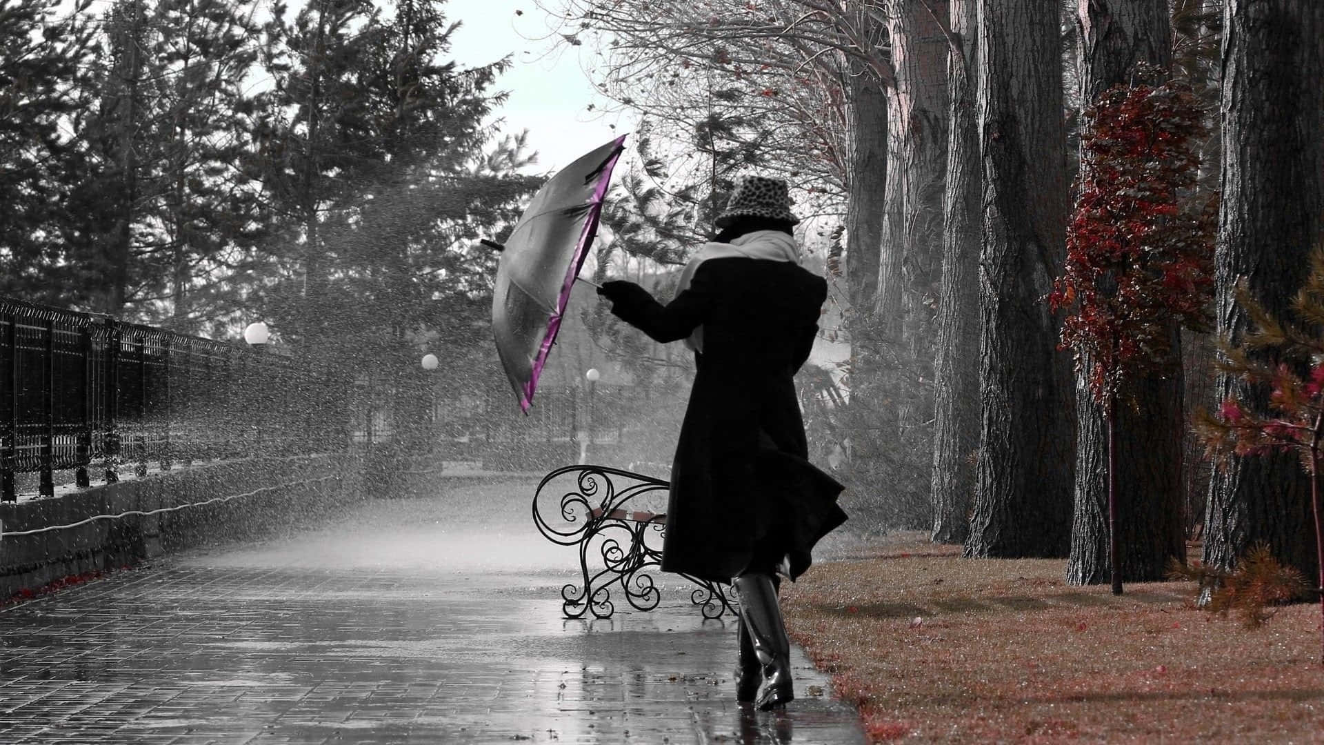 Spring Rain, 1920 x 1080, black coat, Full HD Desktop Wallpaper