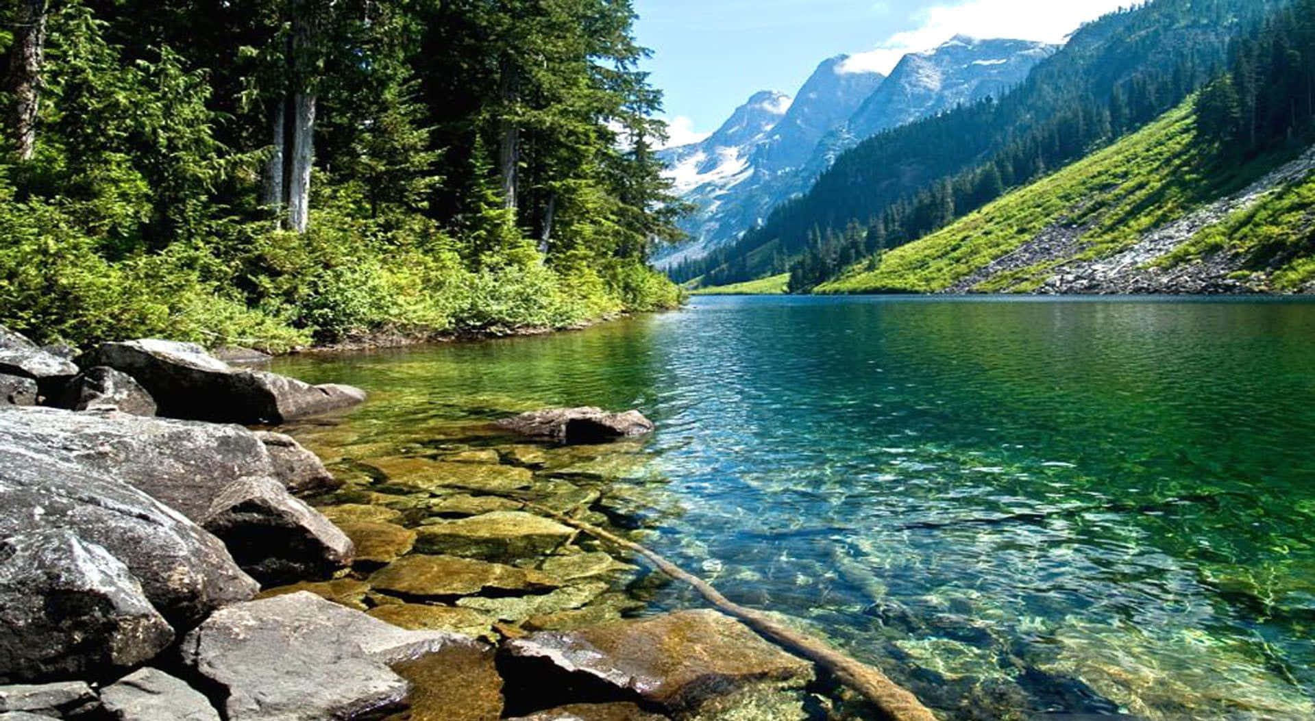 Spring River, 1919 x 1053, alpine lake, HD Desktop Wallpaper