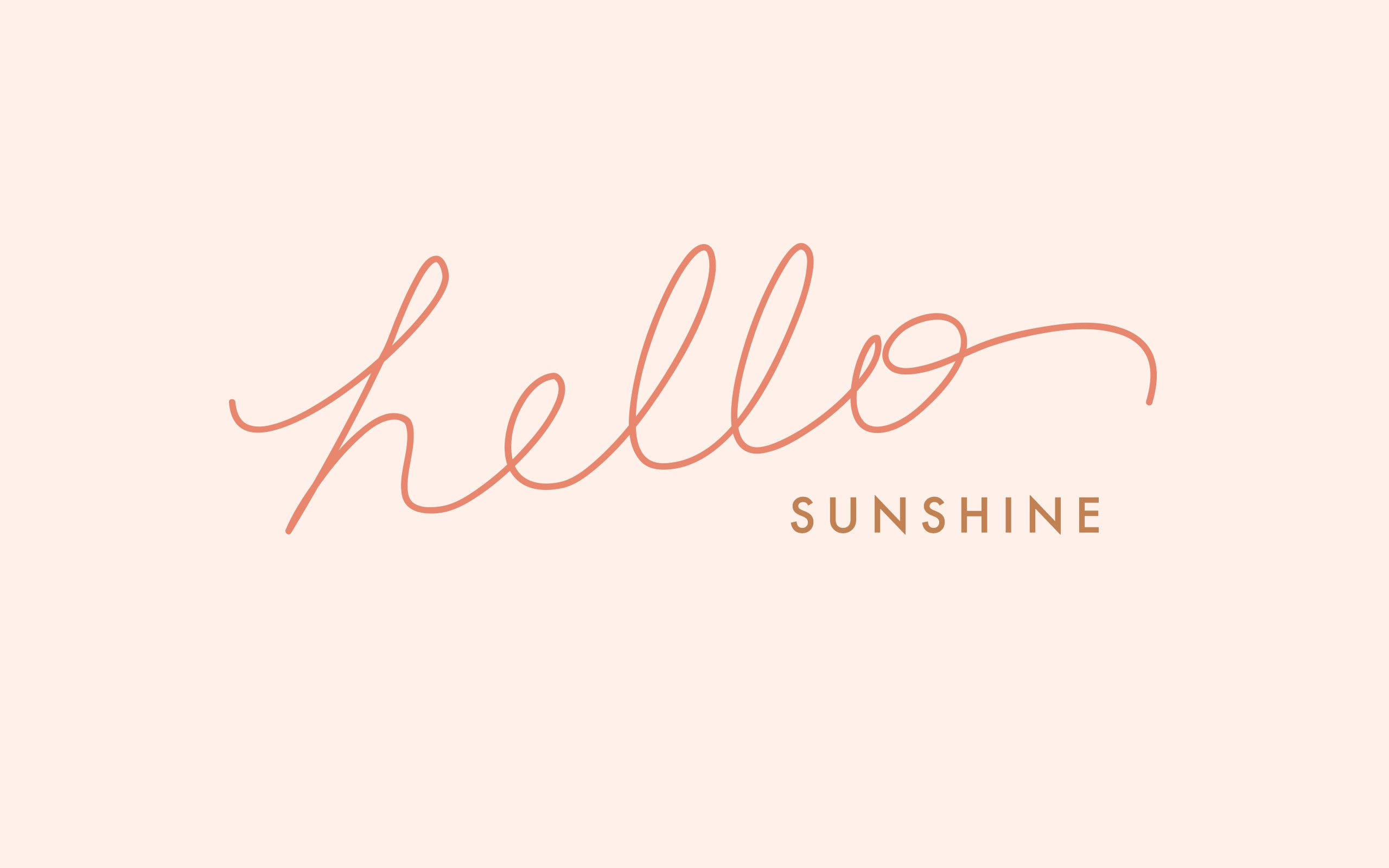 peach background, copper script, hello, 2K Desktop Wallpaper