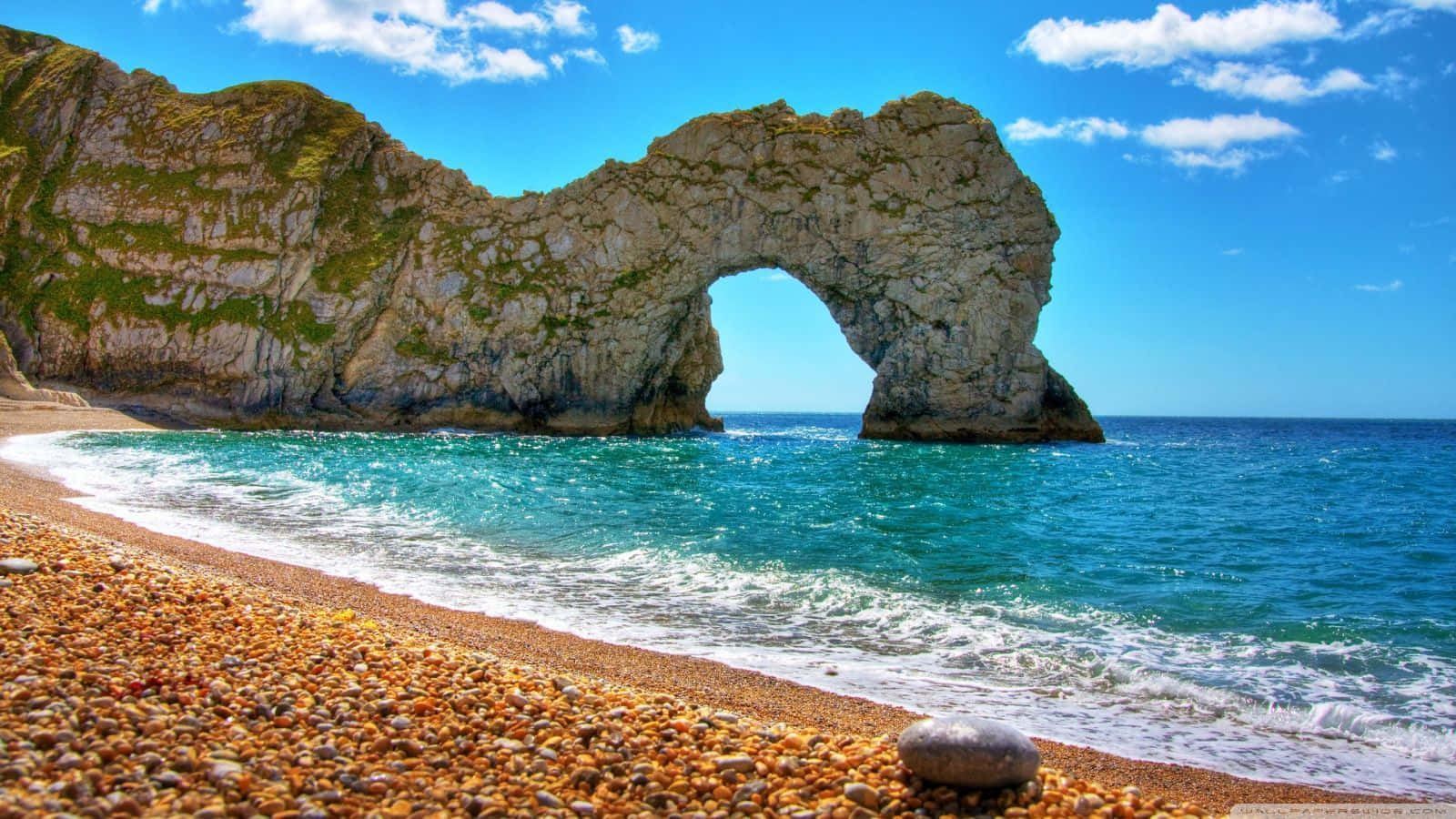 Spring Vacation, limestone arch, turquoise waters, HD Desktop Wallpaper
