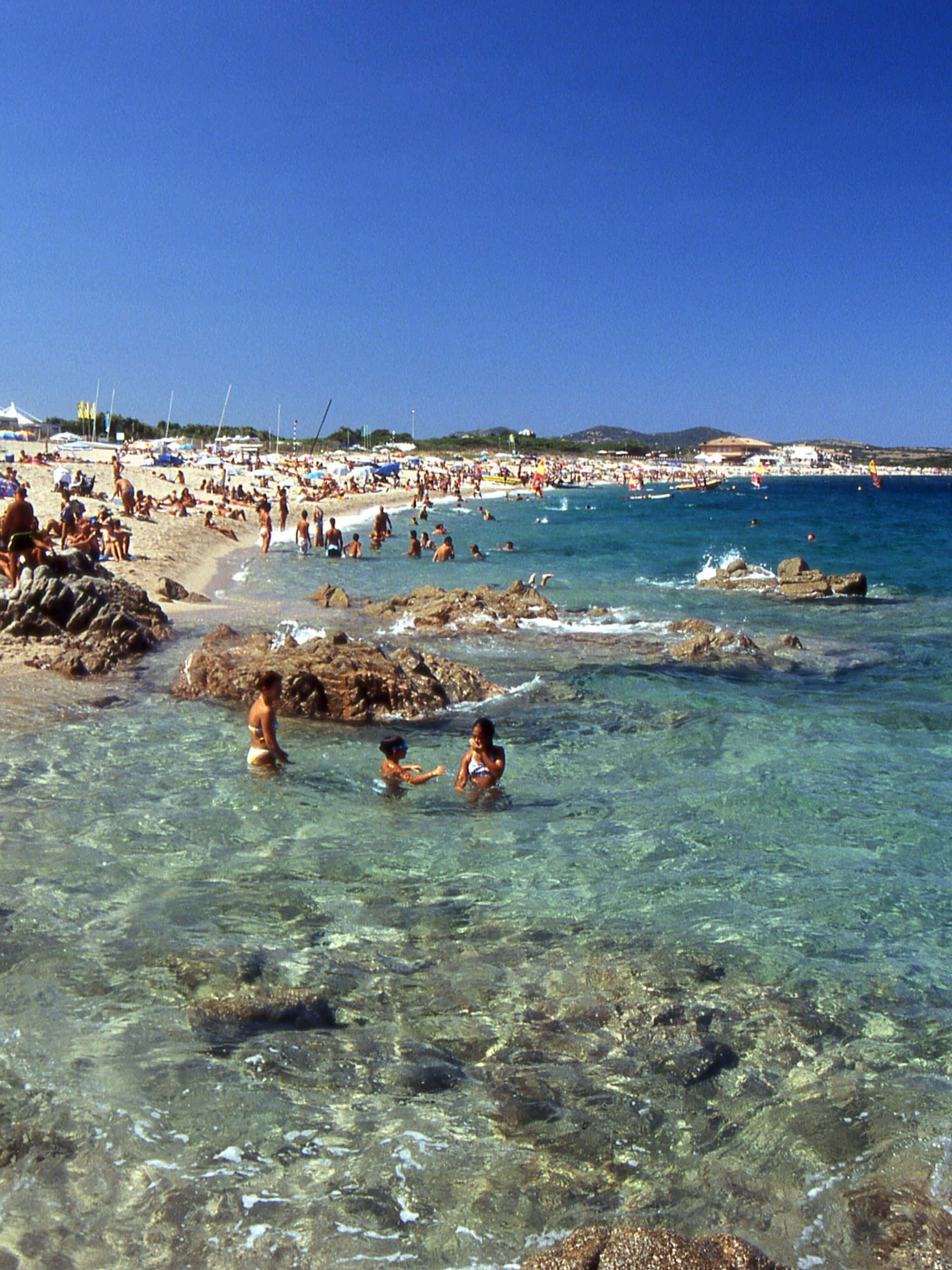 Spring Vacation 2048, beach scene, turquoise water, 2K Phone Wallpaper