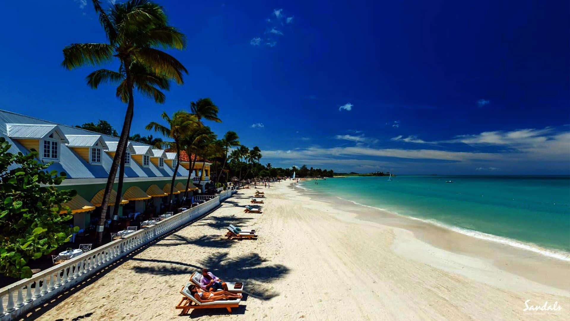 Spring Vacation, turquoise waters, white sand, Full HD Desktop Wallpaper