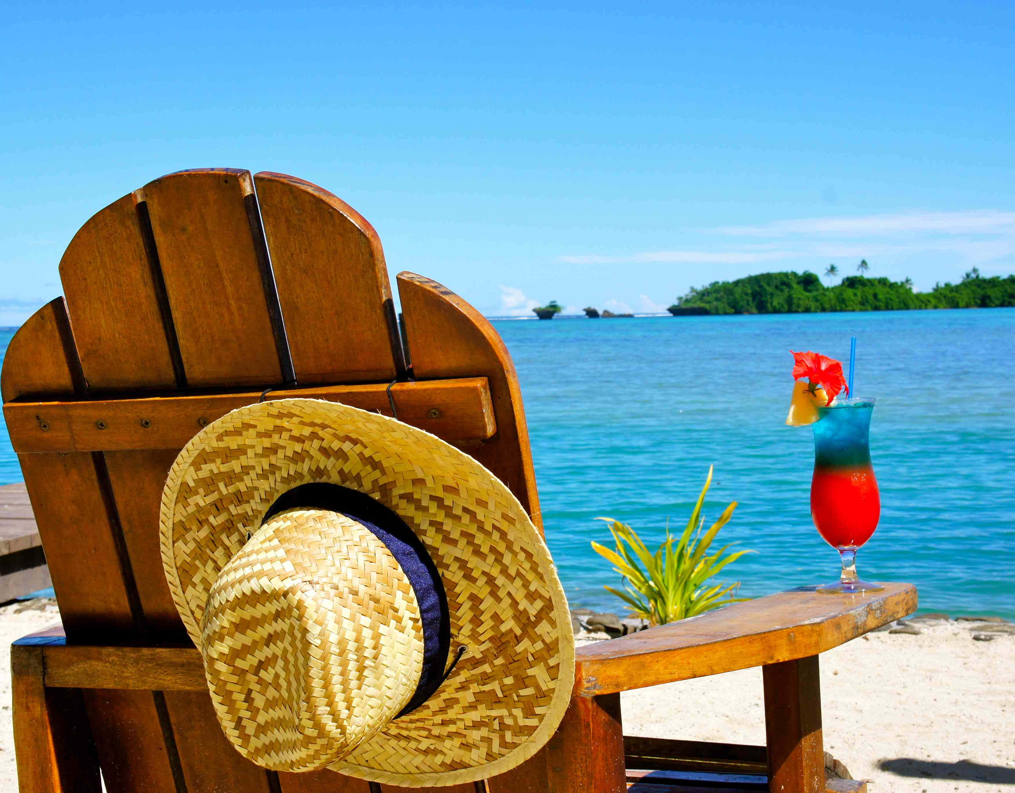 spring vacation, 3503 x 2738, wooden beach chair, 2K Desktop Wallpaper